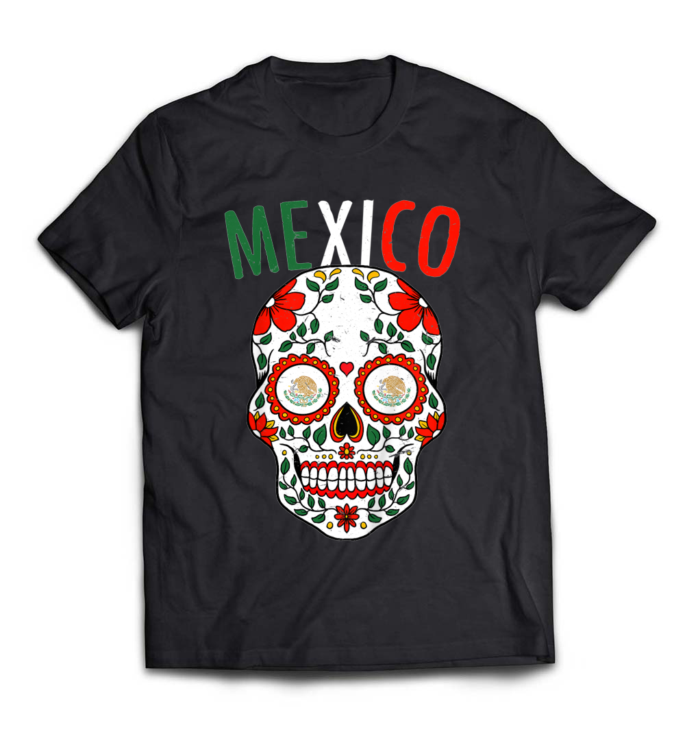 “Mexico Sugar Skull T-Shirt” – Celebrate with Style for Cinco De Mayo, Halloween, and Christmas